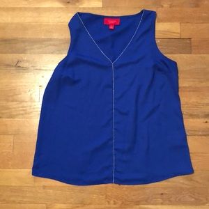 Jennifer Lopez Blue V-Neck Chiffon Tank